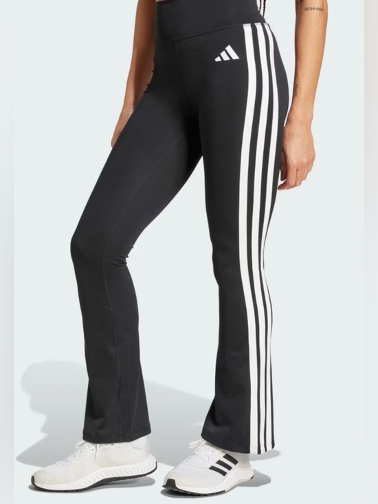 adidas Pants - adidas Black Flared Track Pants with White Three-Stripes
